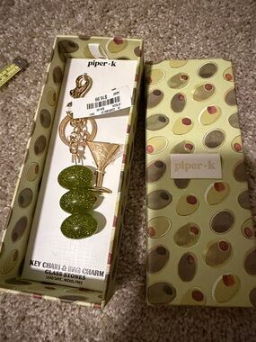 Piper Green Glitter Olive Keychain with Gold Hardware